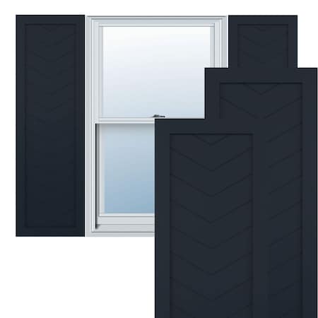 True Fit PVC Single Panel Chevron Modern Style Fixed Mount Shutters Starless Night Blue, 15W X 66H